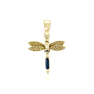 Dragonfly Solid Gold Pendant With Stone GTP3177 - Jewelry